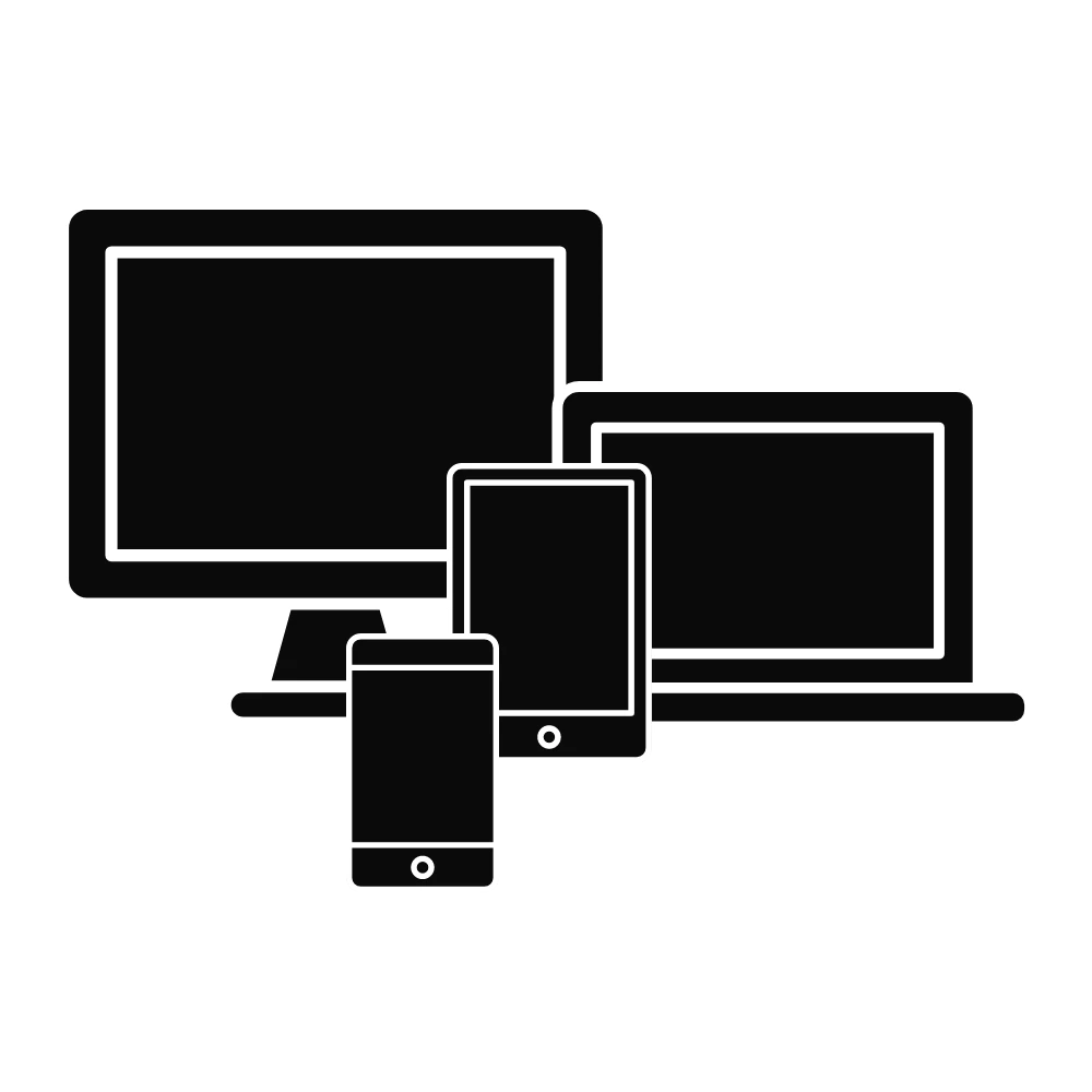 Icon of all devices in white without background.